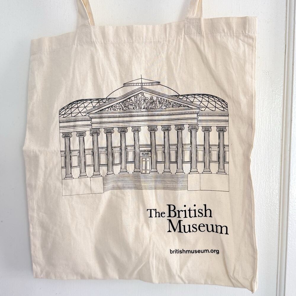 The British Museum Canvas Tote Bag Ivory 100% Cotton 15 in x 16 in